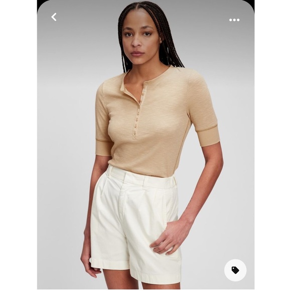 Gap Ribbed Henley Elbow Length Sleeve Top - Picture 2 of 9